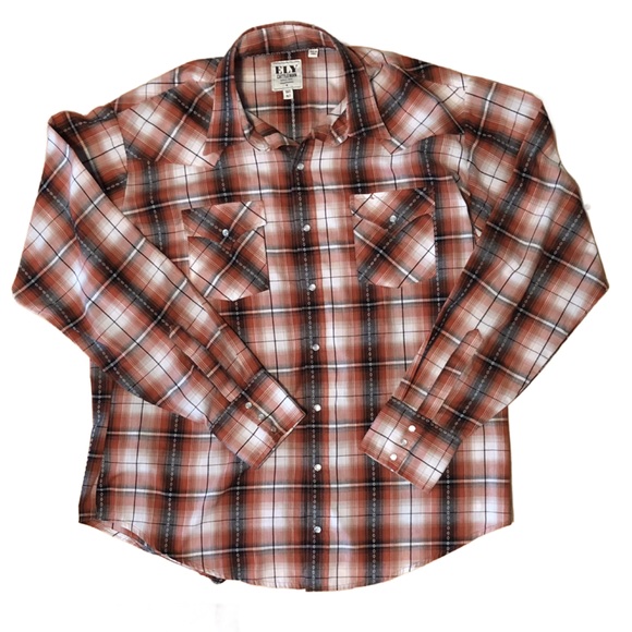 Ely Cattleman Other - Men's Ely Cattleman Long Sleeve Plaid Western Pearl Snap Button Shirt XLT tall